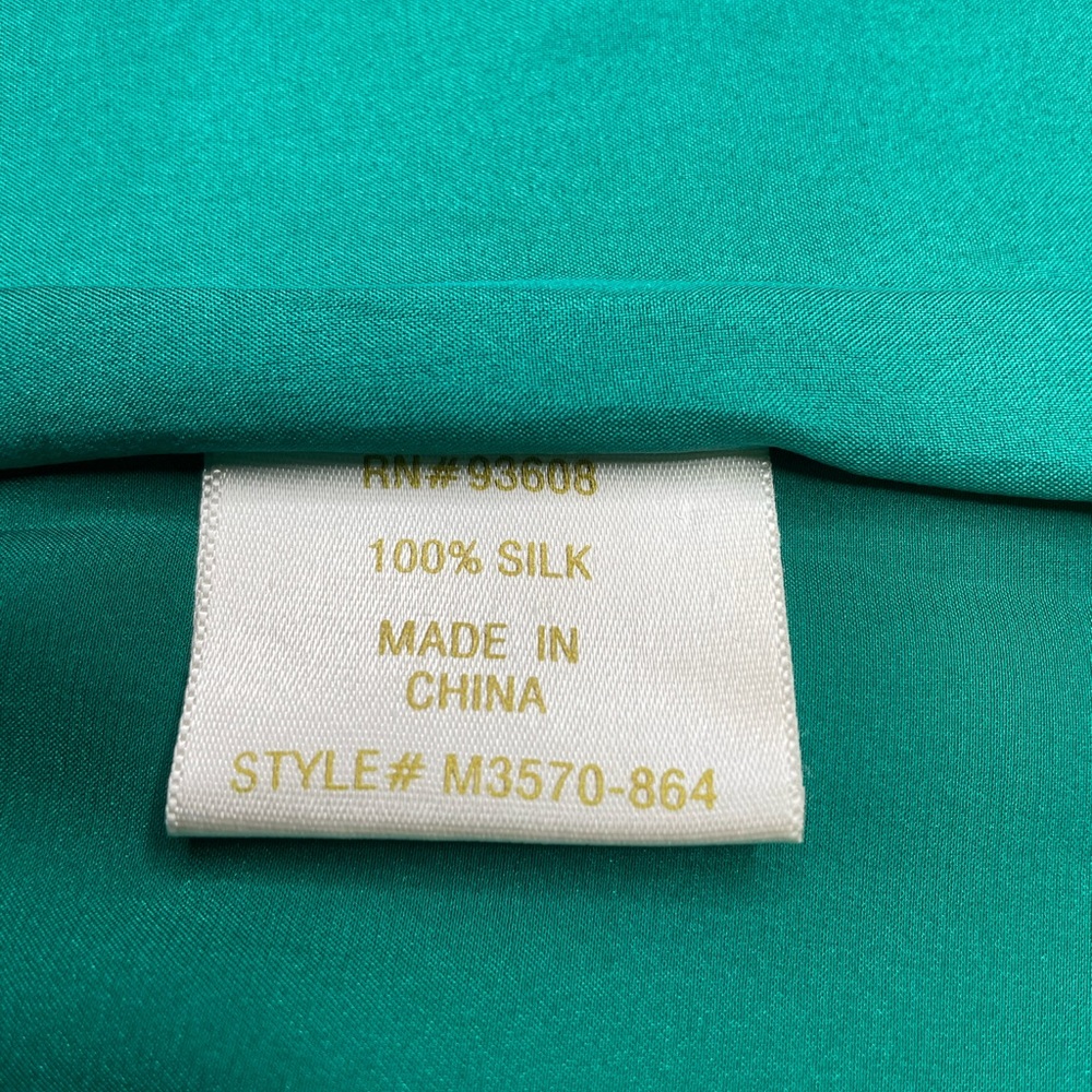 Matty M Ruffled Collar Sleeveless Green Silk Top Size Medium - Picture 5 of 8